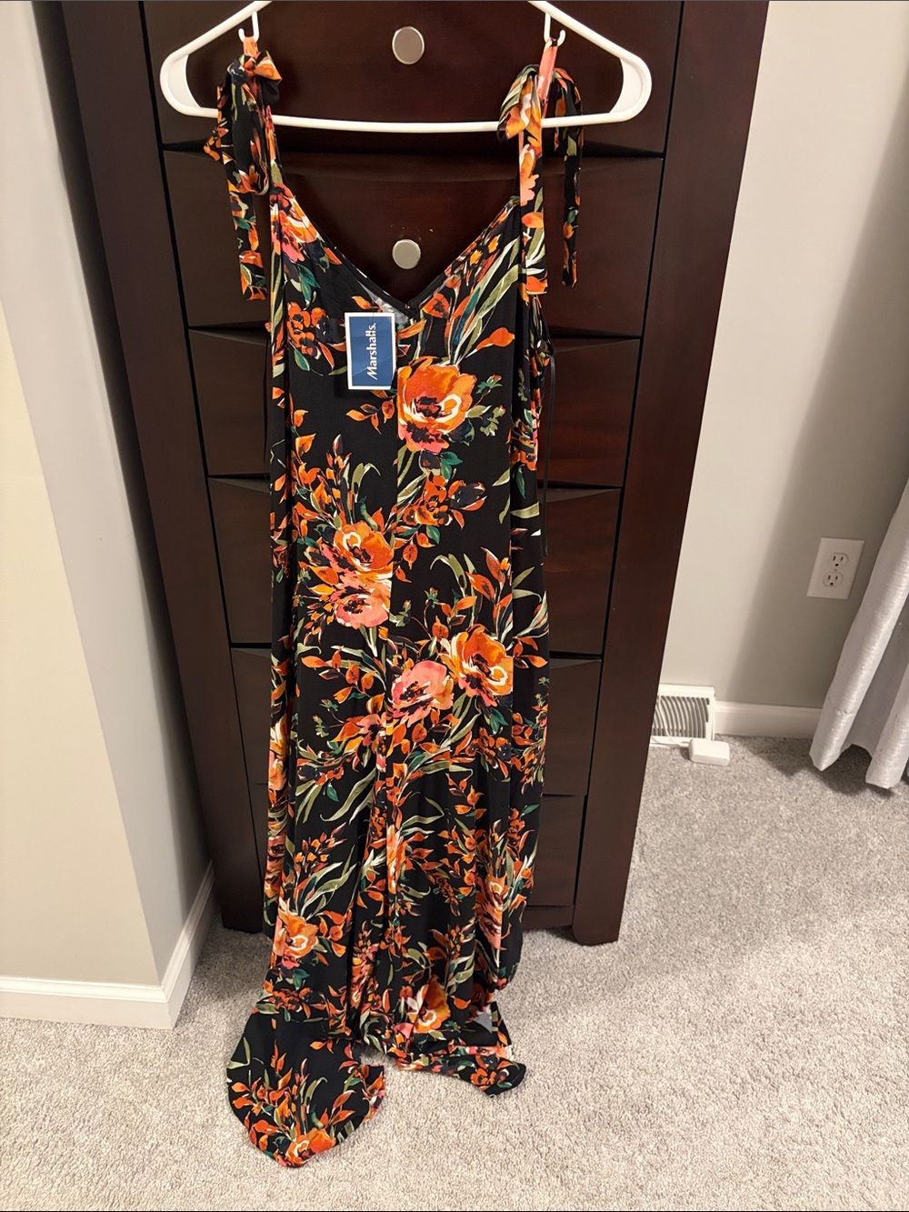 Mossimo Supply Co. Black Maxi Dress with Orange Floral Print
